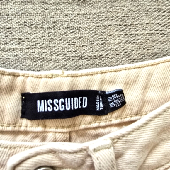 Missguided High-Waisted, Peach Ecru Tapered Baggy Denim Jeans Sz 10 UK 26" Waist - Picture 8 of 10